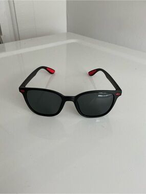 Men's Black Sunglasses with Red Accents